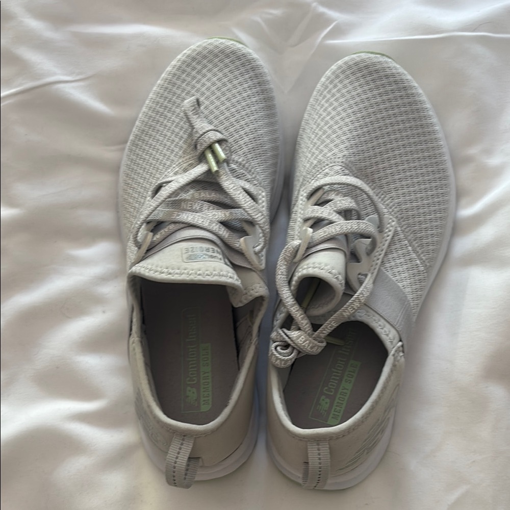 New Balance Gray Sneakers with Mesh Upper and Flexible Sole